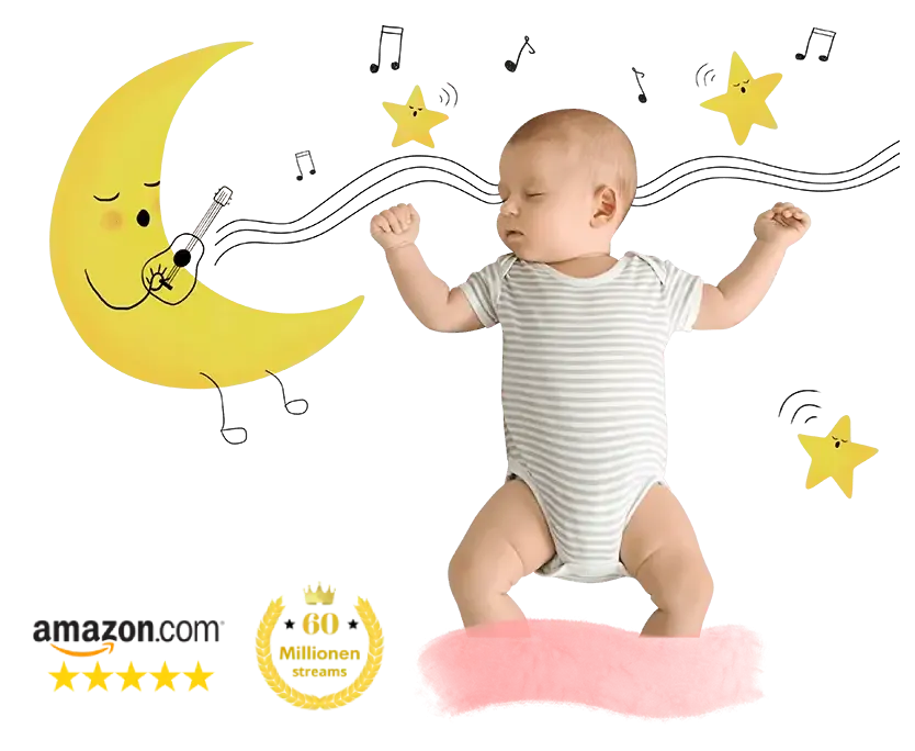 Baby sleeping on moon